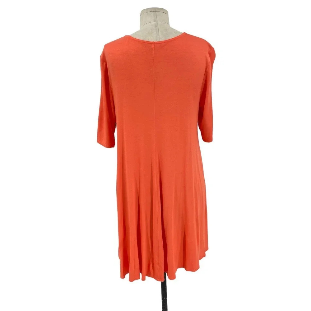Eileen Fisher Orange Coral Short Sleeve Hi-Lo Swing Tunic Top Size Medium - Picture 7 of 10
